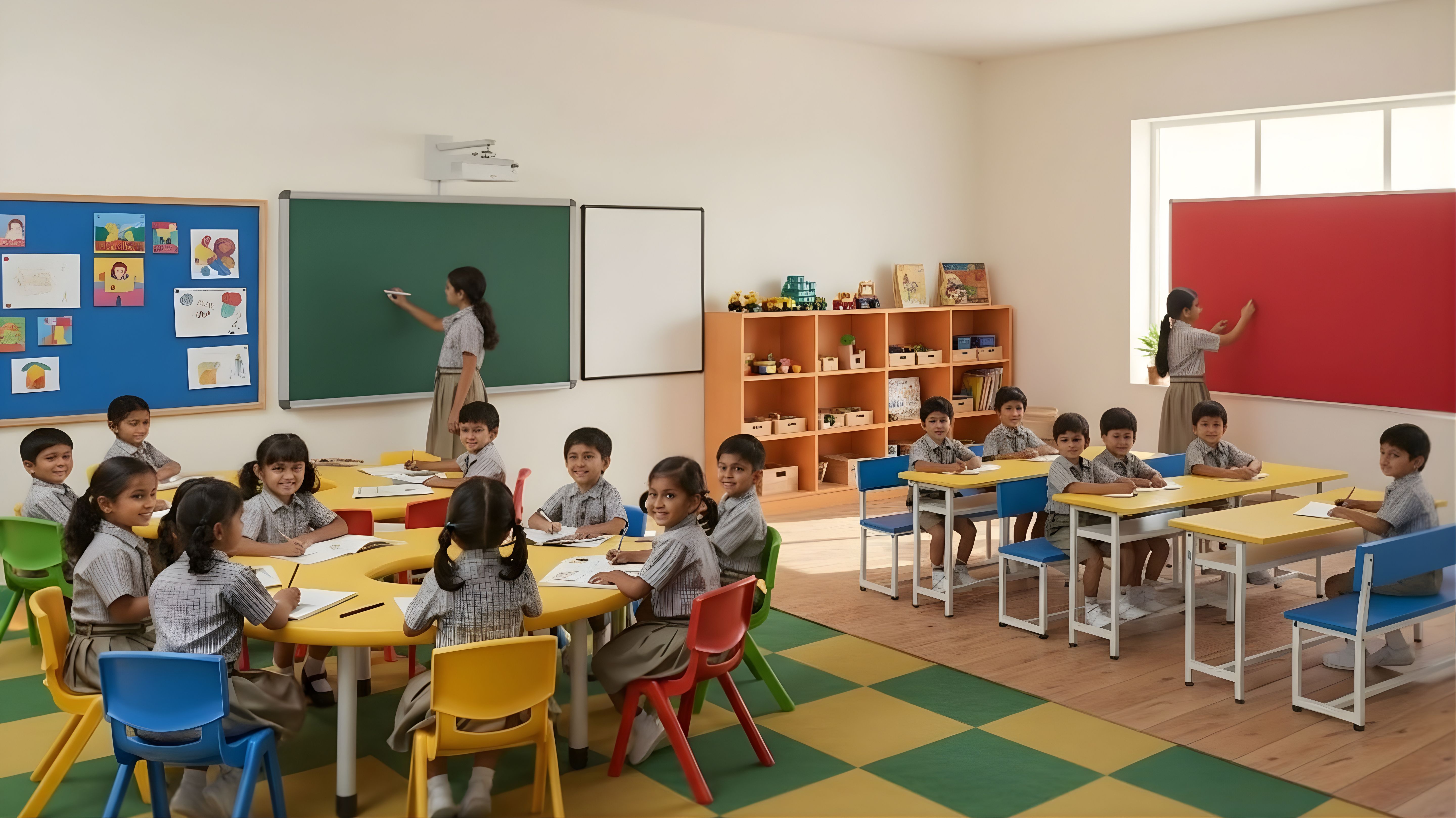 Modern living room with wooden furniture